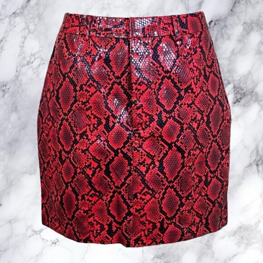 Lovers + Friends Marteena Faux Snakeskin Skirt in Red Multi